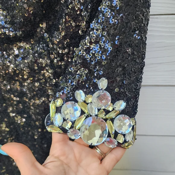 Alyce Paris Sequin Jeweled Open Back Mini Prom Dress - Picture 6 of 10